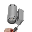 facade spotlight SHORELINE PRO GU10 ROUND UP&DOWN 2 flames, cylindrical, with lamp socket GU10 IP65, light grey