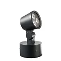 Udendørs LED Spot 8W RGBW, IP65, 24V DC, RGB + 3000K 389lm 20°, støbt aluminium, sort grå