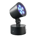 Outdoor LED spot 16W RGBW, IP65, 24V DC, RGB + 3000K 780lm 20°, die-cast aluminum, black grey