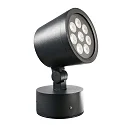 Udendørs LED Spot 25W RGBW, IP65, 24V DC, RGB + 3000K 1140lm 20°, støbt aluminium, sort grå
