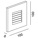 Dækning GRID til LED Vægindbygningslampe LIGHT BASE II COB OUTDOOR, 10 x 10cm, strålevinkel 65°, aluminium, sølv grå