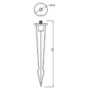 Deko-Light Jordspyd til Udendørs serie COLT, versioner 15 / 25 / 30 / 36 / 65W, M10 gevind, 21.9cm, aluminium, sort grå