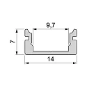 AU-01-08, flad U-Profil til 8 - 9,3 mm LED Strips, 100cm