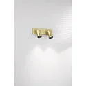 Fabas Luce spotlight bar FLORES 2 flames, long GU10 IP20, black, satined brass dimmable