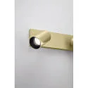 Fabas Luce spotlight bar FLORES 3 flames, long GU10 IP20, black, satined brass dimmable
