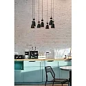 Faro pendant luminaire RETRO 7 flames E14 IP20, copper, black matt 