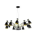 Pendel RETRO 12-flammer E14 IP20, guld, satin, sort mat 