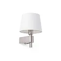 Væglampe ROOM E27 IP20, nikkel satin, hvid 