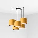 Pendel SAMBA 5-flammer E27 IP20, gul, sort mat 
