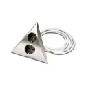 Double power socket for furniture surface mounting LUXOR 2 ST, 220-240V AC, inox look