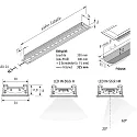 Flat LED Recessed luminaire LED IN-Stick HR for milled groove, IP44, asymmetrical, cover clear, 83cm, 20W 4000K 100°, CRI> 95