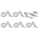 Sæt af 5 FR 55-LED 3W 3000K, rustfrit stål look + LED Transformer LED-24 / 30W