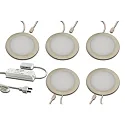 LED Indbygningslampe FAR 68, 5er Set, 5x 4W, 3000K, IP20, børstet rustfrit stål