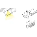 LED Indfræset profil A 24mm til dækningsprofil 15mm, til asymmetrisk belysning, længde 100cm, anodiseret aluminium