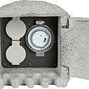HEITRONIC Energidistributør PIEDRA, 2-fold, med timer, 250V/16A, maks. 3680W, IP44, grå