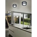 Helestra Loftlampe CANIO, E27, IP30, hvid matt / glas grå