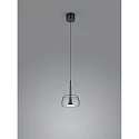 Helestra Pendel FLUTE 1-flamme IP20, satin, sort chrom dæmpbar