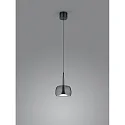 Helestra Pendel FLUTE 1-flamme IP20, satin, sort chrom dæmpbar