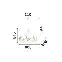 Lysekrone CORTE SP8 , 8-flammer, E14, antik hvid