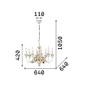 Ideal Lux Lysekrone FIRENZE SP8, 8-flammer, E14, Antik hvid