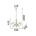 Ideal Lux Lysekrone DORA SP5, 5-flammer, E14, Antik guld