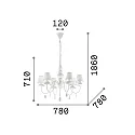 Ideal Lux Chandelier BLANCHE SP6, 6 flames, E14, white