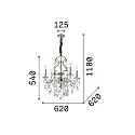 Lysekrone GIOCONDA SP6, 6-flammer, E14, sølv