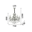 Chandelier GIOCONDA SP8, 8 flames, E14, silver