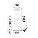 Pendel SOFT SP6, 6-flammer, G9, 40W, hvid