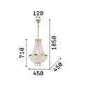 Ideal Lux Lysekrone CAESAR SP9, 9-flammer, G9, 40W, guld