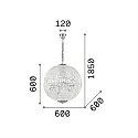 Ideal Lux Pendant luminaire LUXOR SP12, 12 flames, G9, 40W, chromee