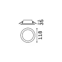 Ideal Lux LED recessed area light GROOVE ROUND, IP20, Ø 11.8cm, 10W 3000K 890lm 110°, white