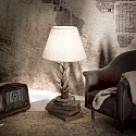 Ideal Lux Bordlampe CHALET E27 IP20, chintz, træ