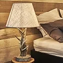 Ideal Lux Bordlampe CHALET E27 IP20, chintz, træ