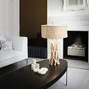 Ideal Lux Bordlampe DRIFTWOOD 1-flamme, med skærm E27 IP20, canvas, træ
