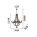Ideal Lux Chandelier MILLENIUM, 8 flames, Ø 92cm, E14,rust look / natural wood