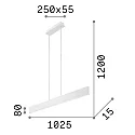 LED pendant luminaire DESK, 1 flame, 102.5cm, 23W 3000K 2100lm, adjustable height, matt black