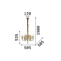 Ideal Lux Lysekrone STRAUSS 6-flammer E14 IP20, rav, rosa guld, gennemsigtig