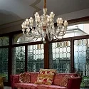 Ideal Lux Lysekrone STRAUSS 18-flammer E14 IP20, rav, rosa guld, gennemsigtig