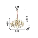 Ideal Lux Lysekrone STRAUSS 18-flammer E14 IP20, rav, rosa guld, gennemsigtig