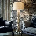 Ideal Lux Standerlampe DRIFTWOOD 1-flamme, med skærm E27 IP20, canvas, træ