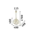 Ideal Lux Pendel KONSE 1-flamme E27 IP20, guld, satin