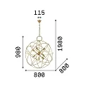 Ideal Lux Pendel KONSE 7-flammer E27 IP20, guld, satin