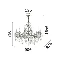 Ideal Lux Lysekrone GIOCONDA 12-flammer E14 IP20, guld