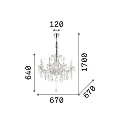 Ideal Lux Lysekrone NAPOLEON 8-flammer E14 IP20, guld