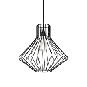 Pendant luminaire AMPOLLA 4, DIAMOND WIDE, shade Ø 39.5cm / H 42cm, E27, adjustable height, black