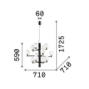 Pendant luminaire COPERNICO, 12 flames, Ø 71cm, incl. 12x G9 LED 3.2W 3000K