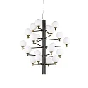 Pendant luminaire COPERNICO, 20 flames, Ø 86cm, incl. 20x G9 LED 3.2W 3000K, matt black / brass