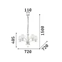 Ideal Lux Pendel PEGASO 5-flammer E14 IP20, messing børstet, organza