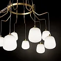 Ideal Lux Pendant luminaire KAROUSEL, 10 flames, Ø 82.5cm, incl. G9 3.2W 3000K, satined brass / white
